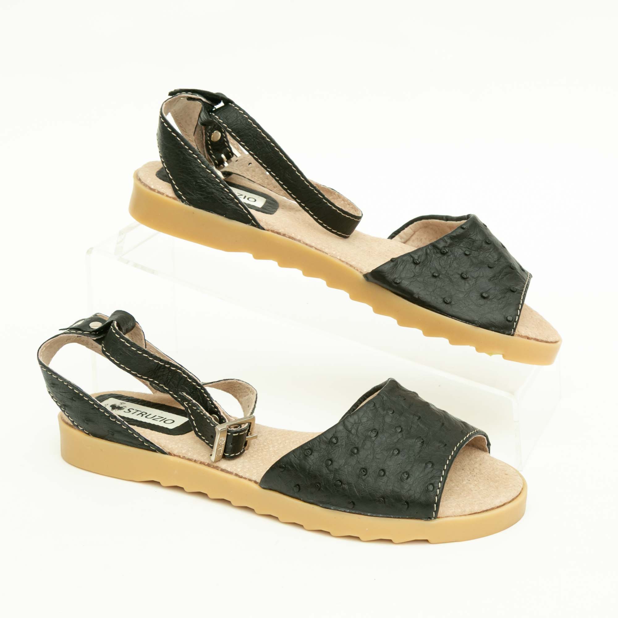 Ostrich Leather Peep Toe Sandal - Image 5
