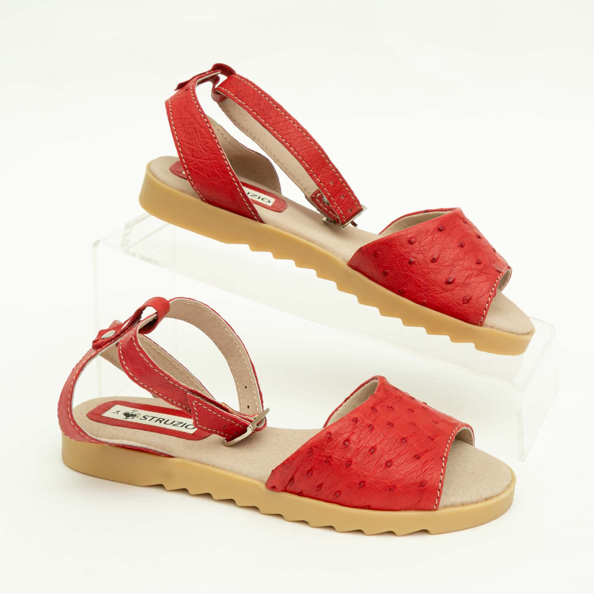 Ostrich Leather Peep Toe Sandal - Image 4
