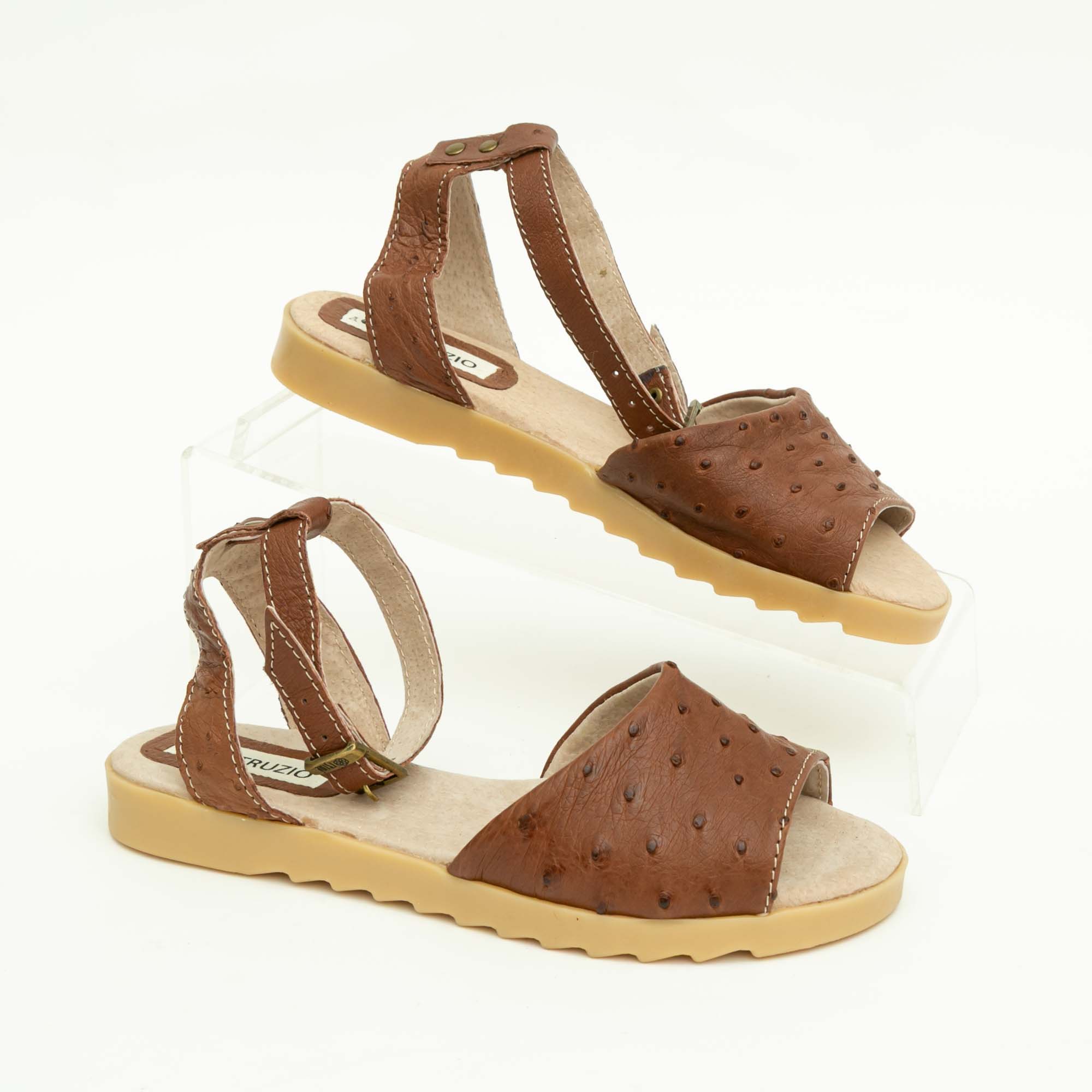 Ostrich Leather Peep Toe Sandal - Image 3